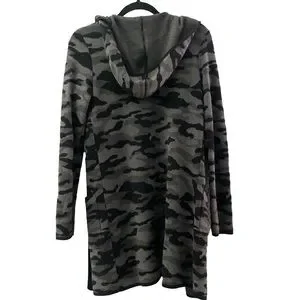 RACHEL ZOE Camo Hooded Long Cardigan Sweater